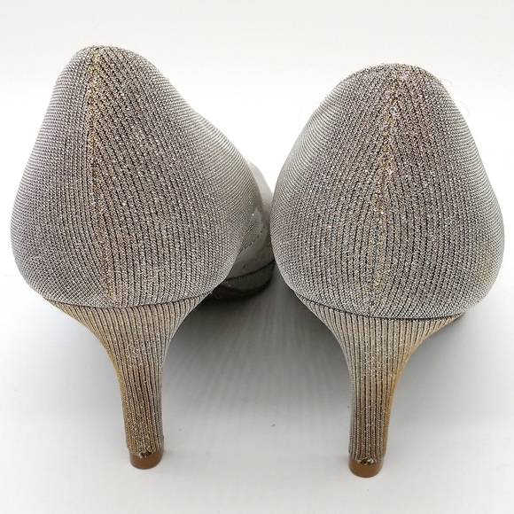 Kelly & Katie Metallic Glitter Heels Silver Gold - Picture 3 of 7